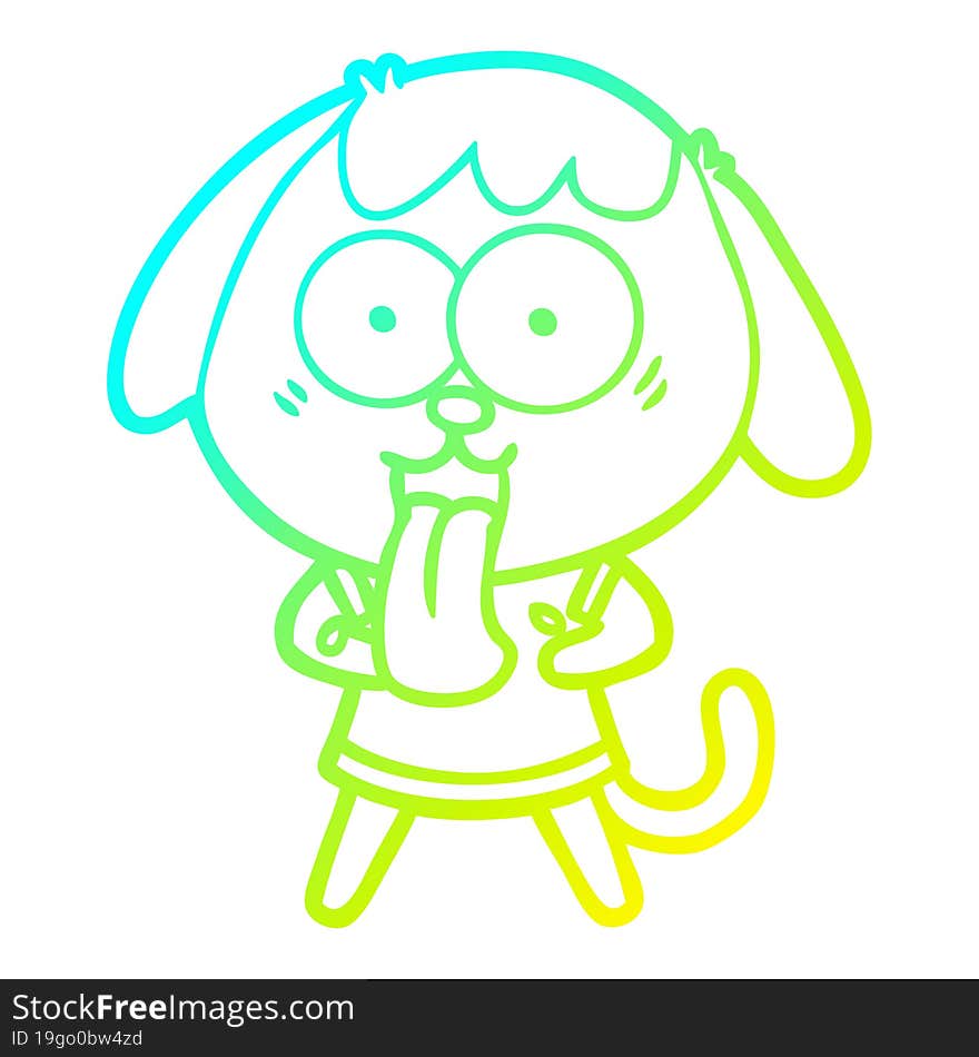 Cold Gradient Line Drawing Cute Cartoon Dog