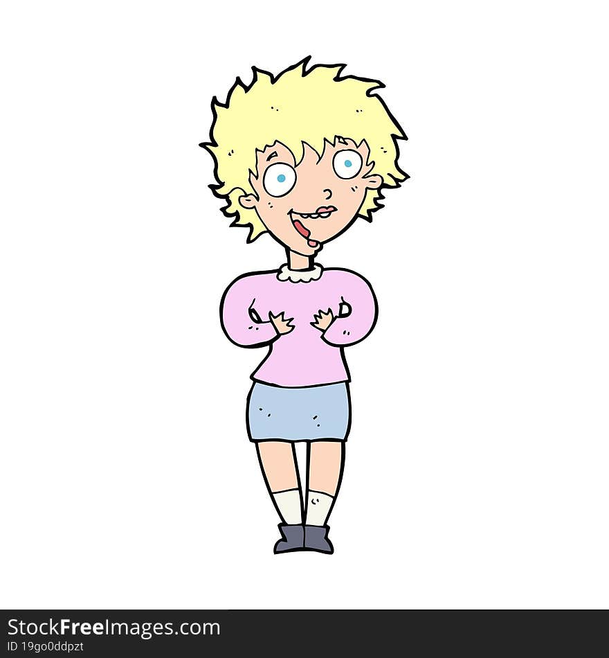 cartoon excited woman