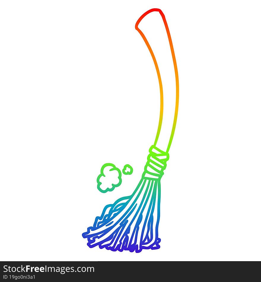 rainbow gradient line drawing halloween witches broom