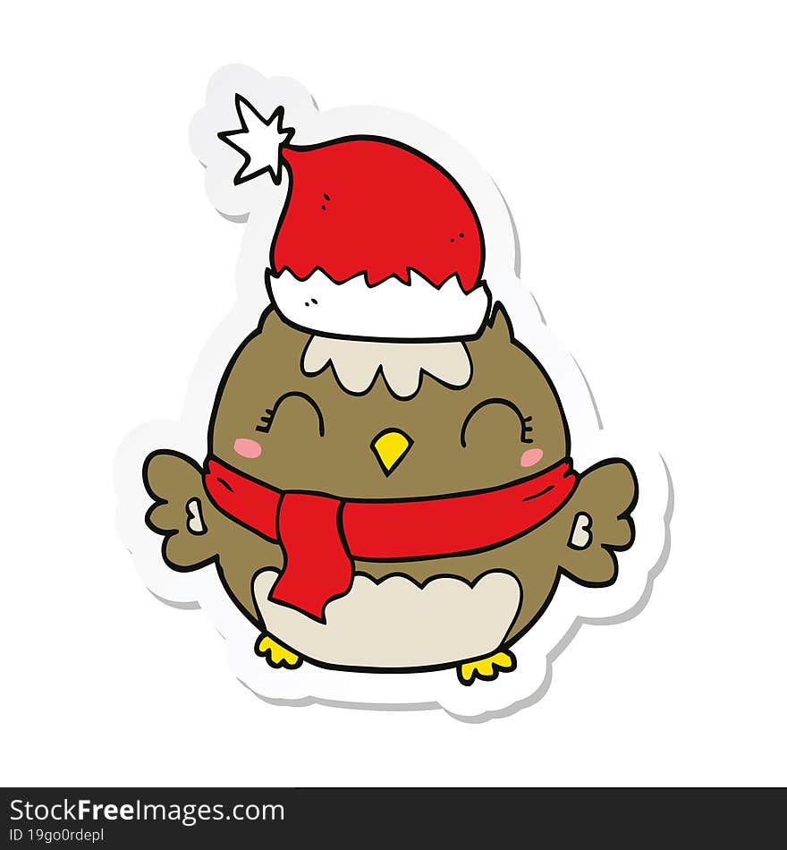 Sticker Of A Cute Christmas Owl