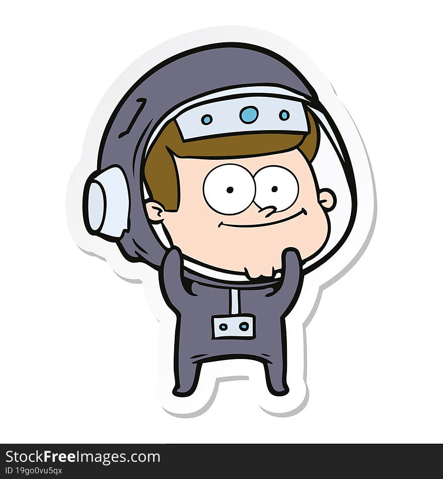 sticker of a happy astronaut cartoon