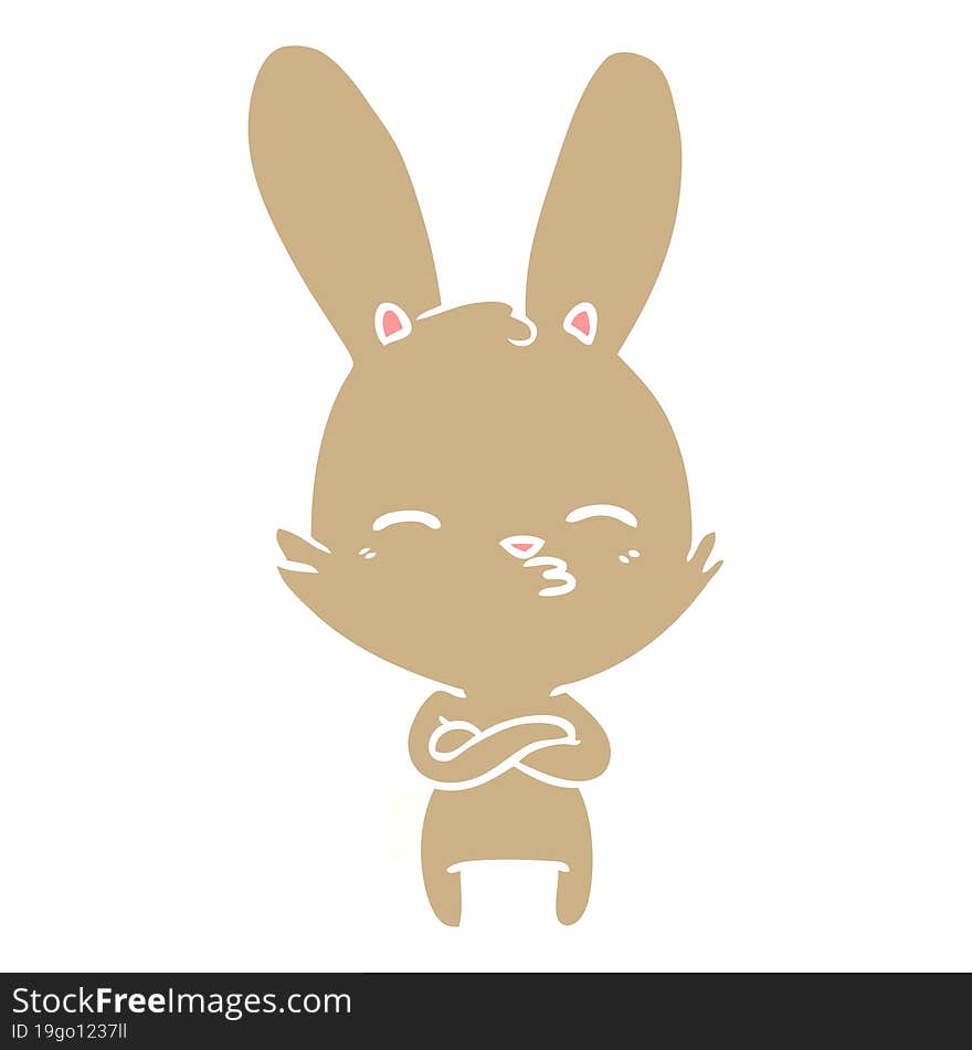 curious bunny flat color style cartoon