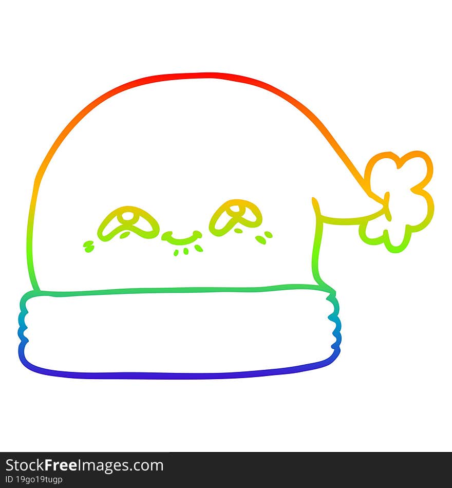 rainbow gradient line drawing cartoon christmas santa hat