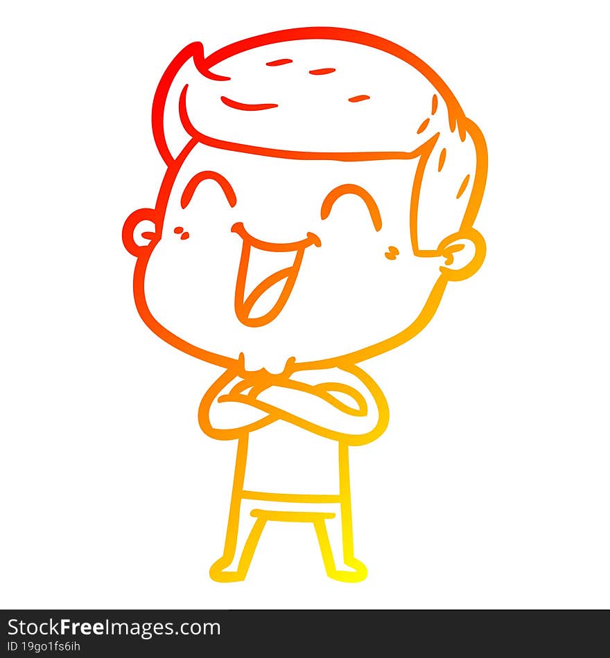 Warm Gradient Line Drawing Cartoon Man Laughing