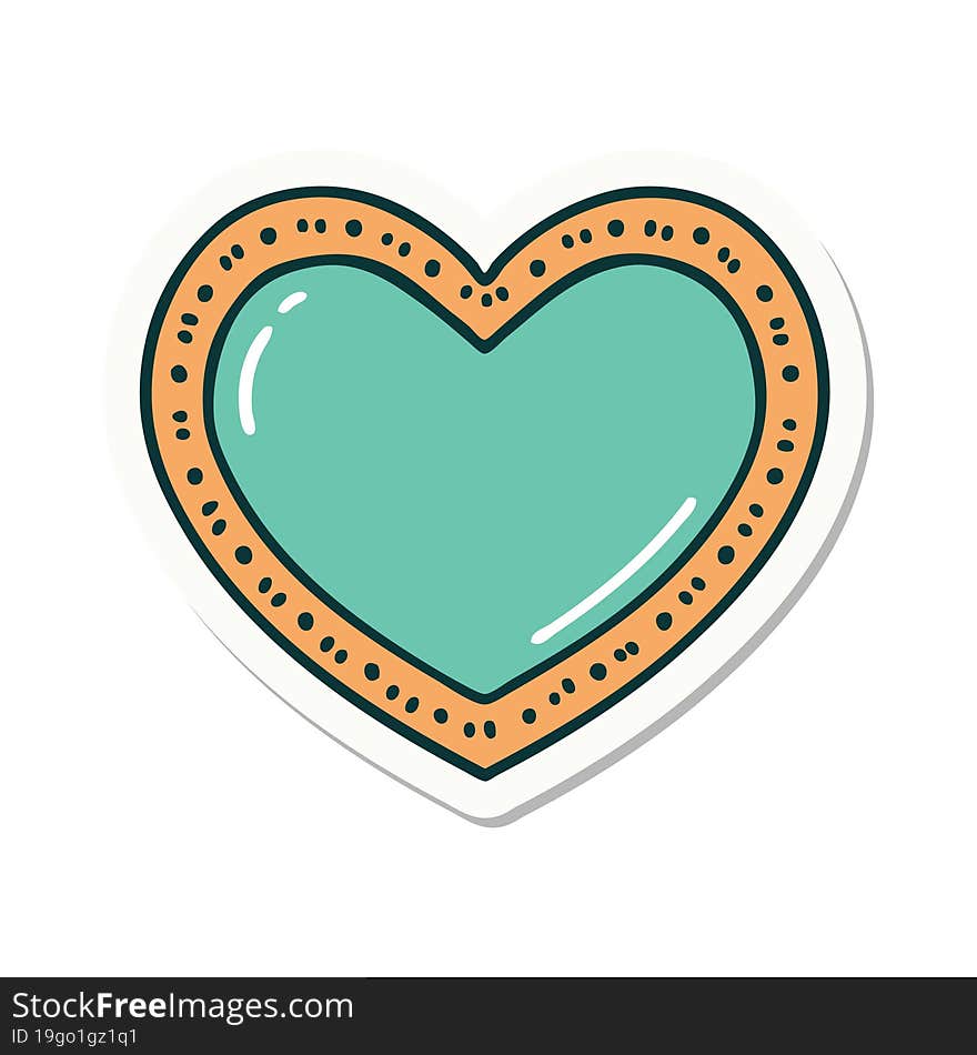 sticker of tattoo in traditional style of a heart. sticker of tattoo in traditional style of a heart