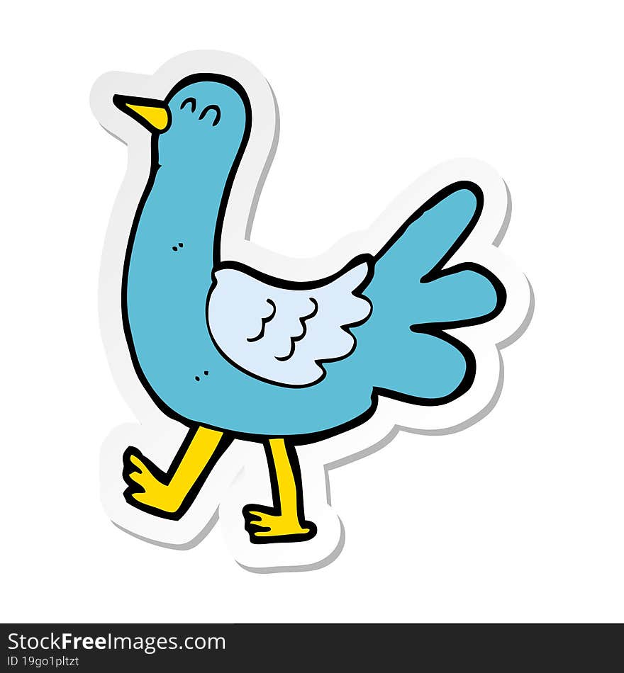 Sticker Of A Cartoon Walking Bird