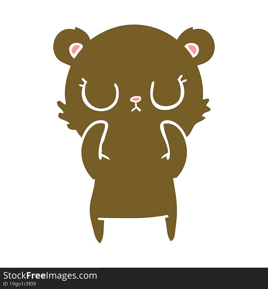 peaceful flat color style cartoon bear