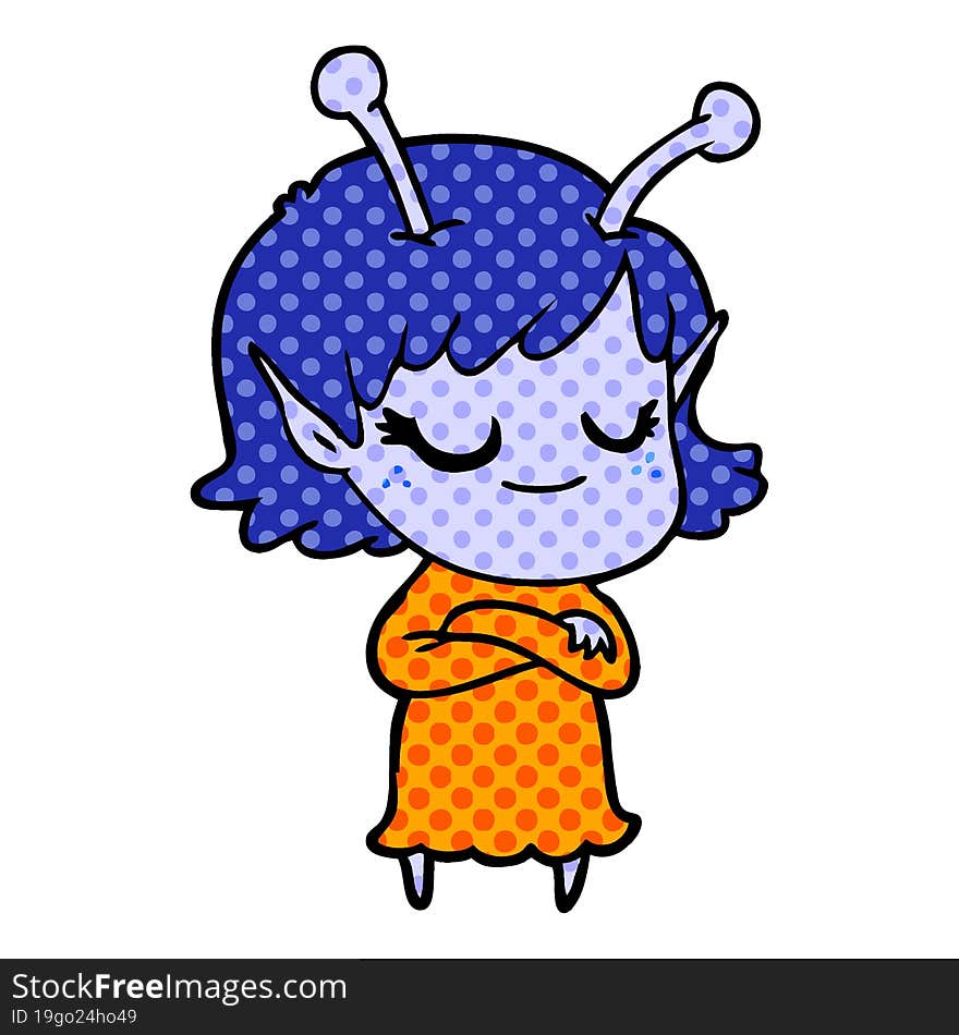 smiling alien girl cartoon. smiling alien girl cartoon