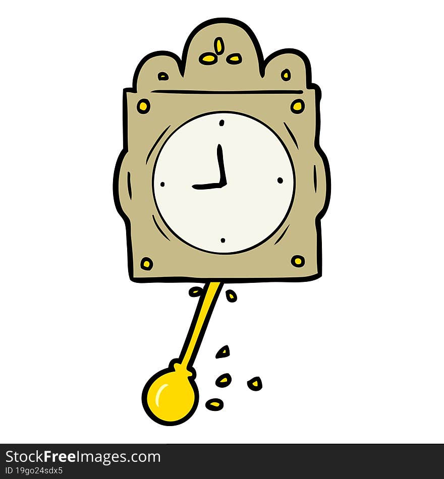 cartoon ticking clock with pendulum. cartoon ticking clock with pendulum