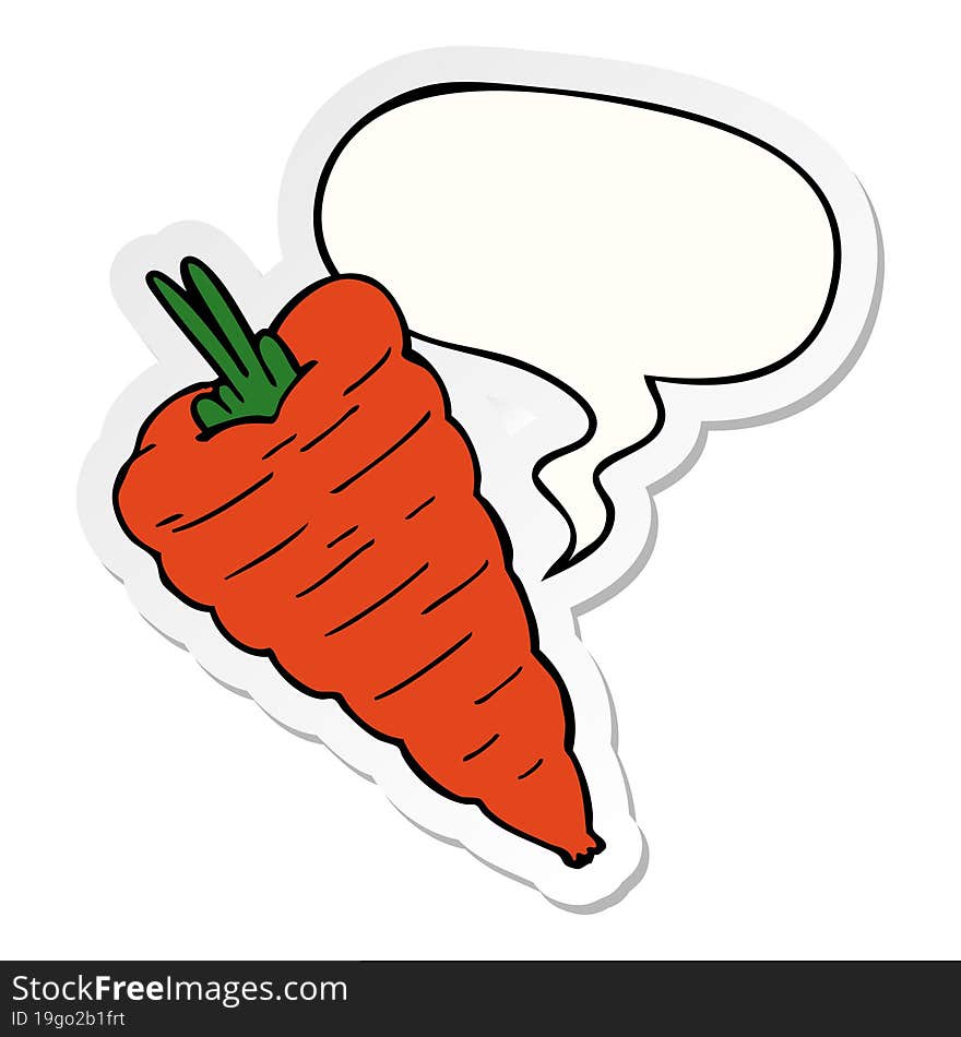 cartoon carrot and speech bubble sticker