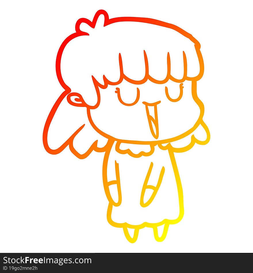 Warm Gradient Line Drawing Cartoon Woman Laughing