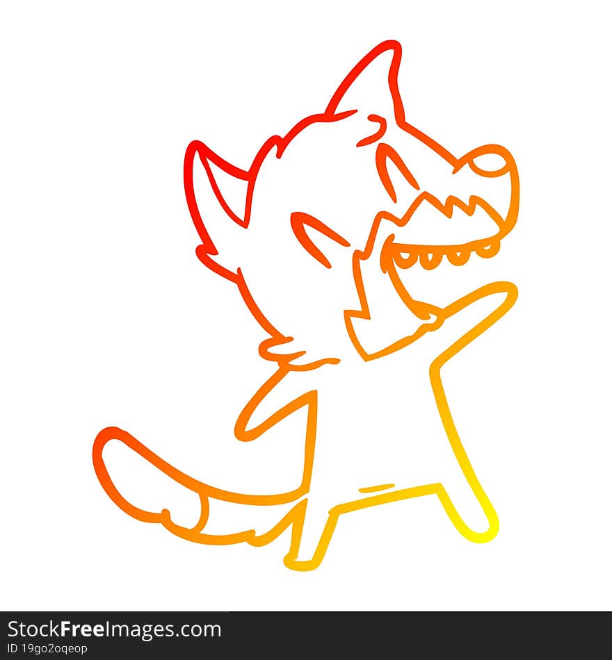 Warm Gradient Line Drawing Laughing Fox Cartoon