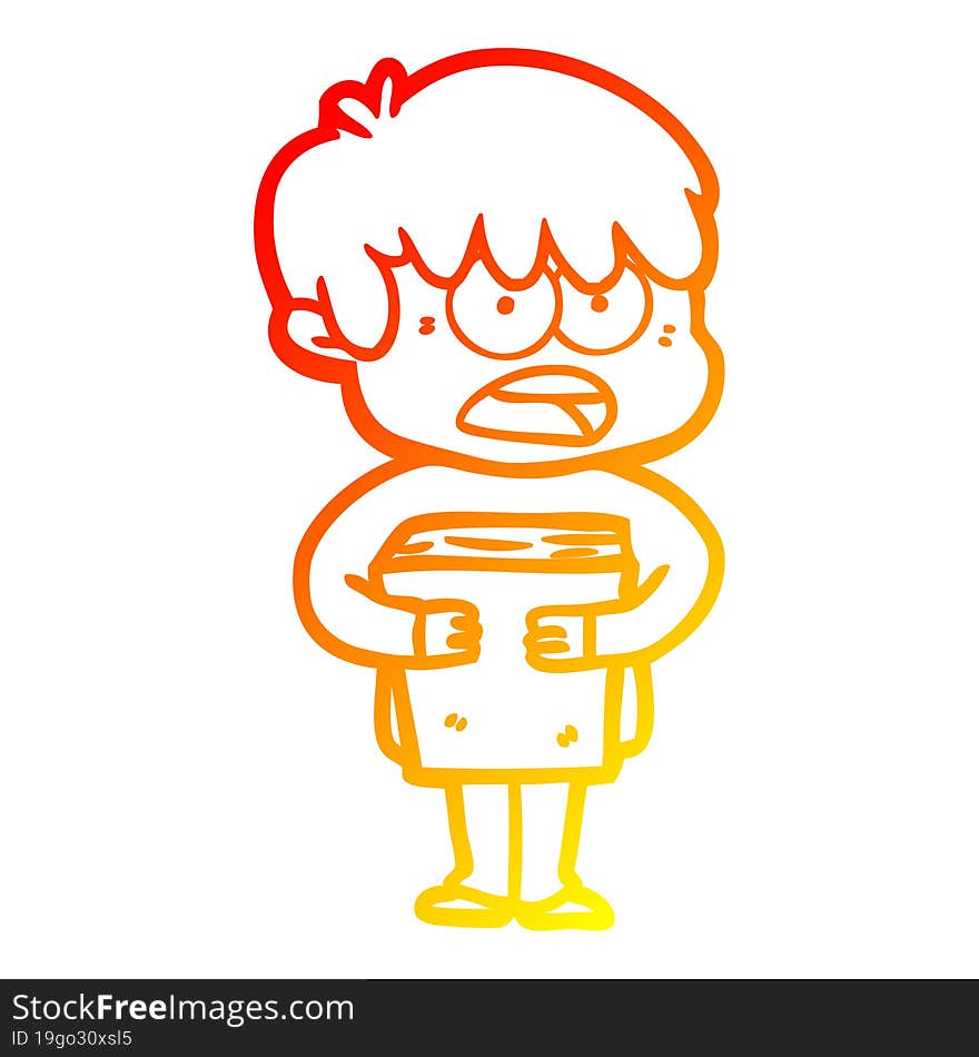 Warm Gradient Line Drawing Worried Cartoon Boy