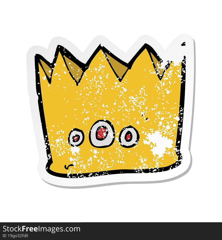 Retro Distressed Sticker Of A Cartoon Crown