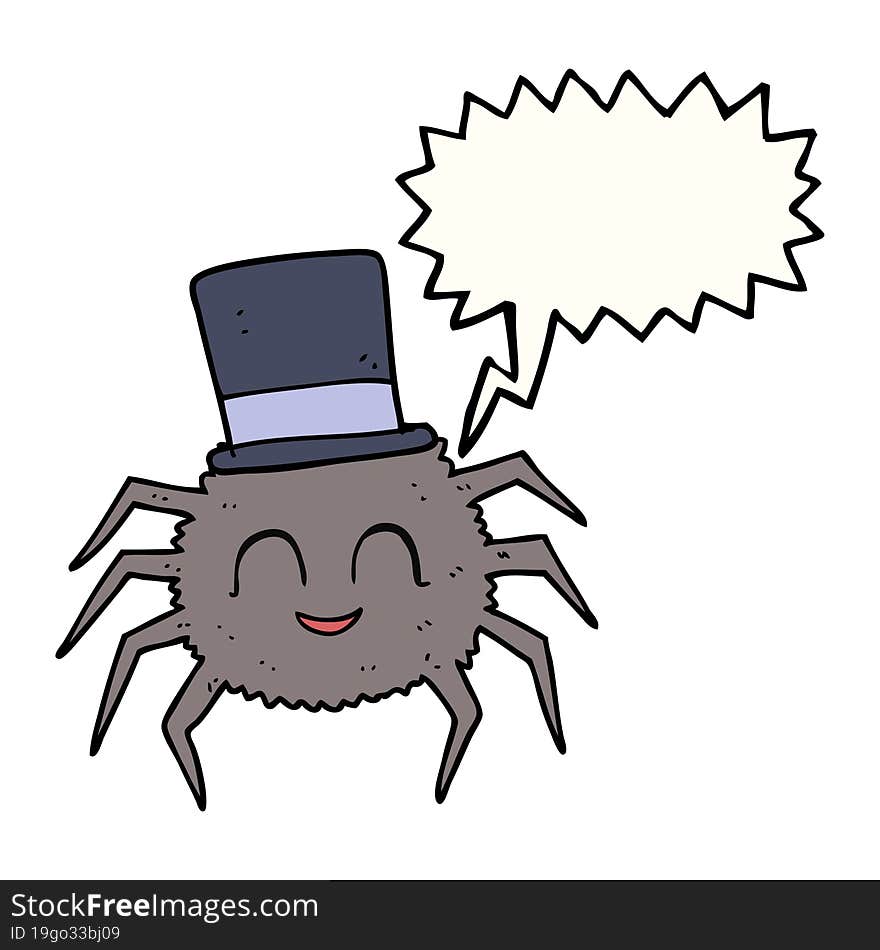 speech bubble cartoon spider wearing top hat