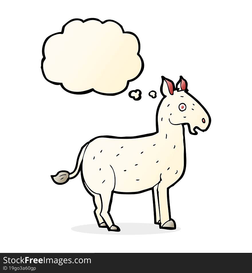 cartoon mule with thought bubble