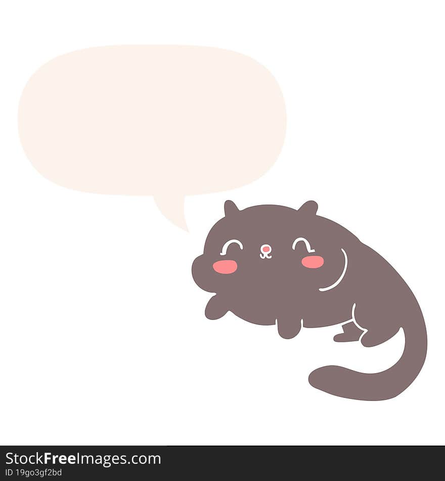 cartoon cat and speech bubble in retro style