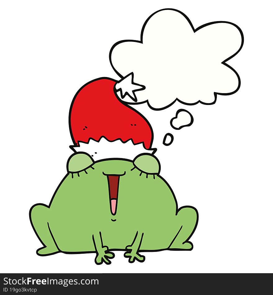 cute cartoon christmas frog and thought bubble