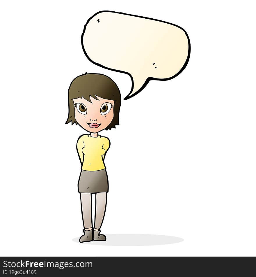 Cartoon Pretty Girl With Speech Bubble