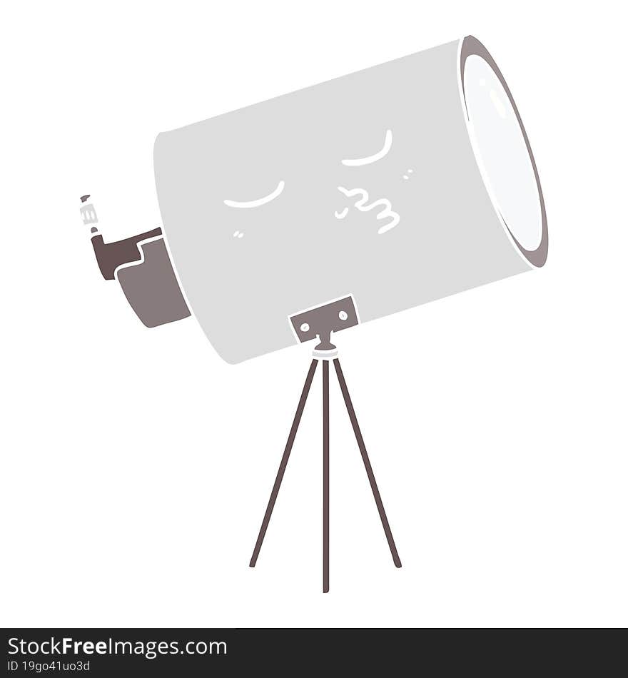 flat color style cartoon telescope with face