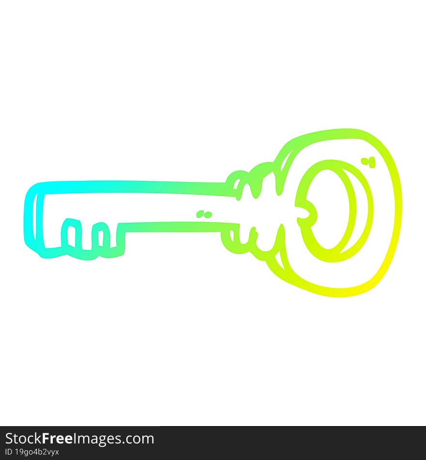 cold gradient line drawing cartoon gold key