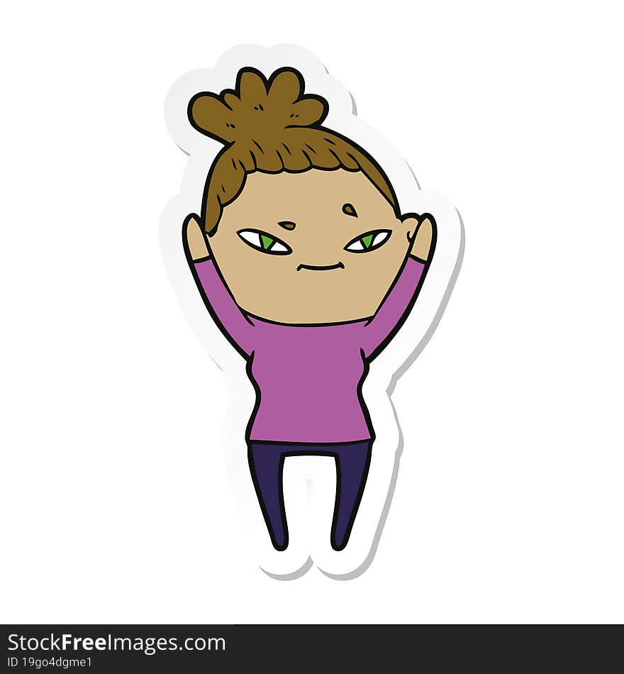 sticker of a cartoon woman