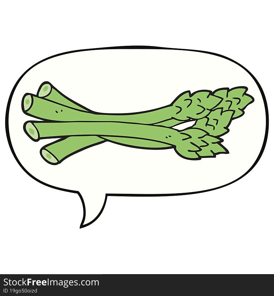 cartoon asparagus and speech bubble