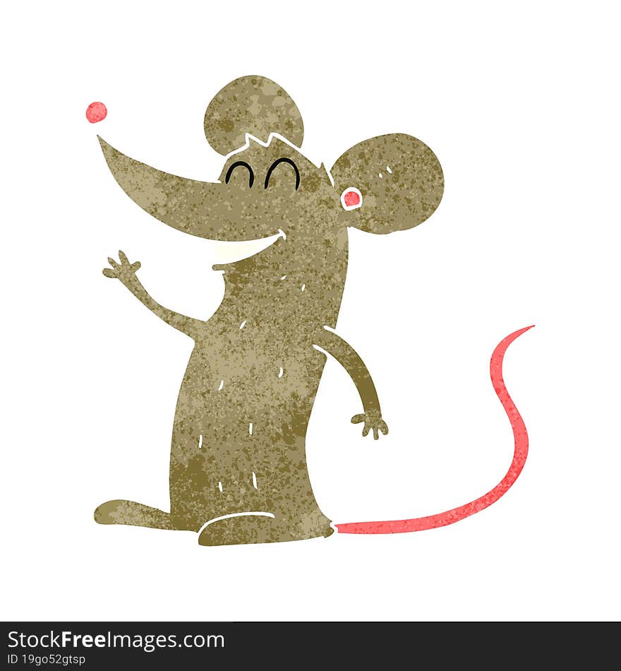 freehand retro cartoon mouse