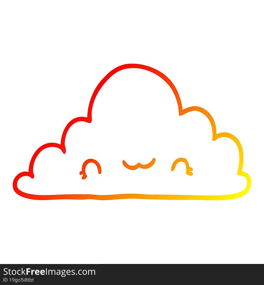 warm gradient line drawing cute cartoon cloud