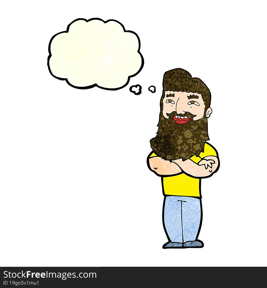 cartoon proud man with thought bubble