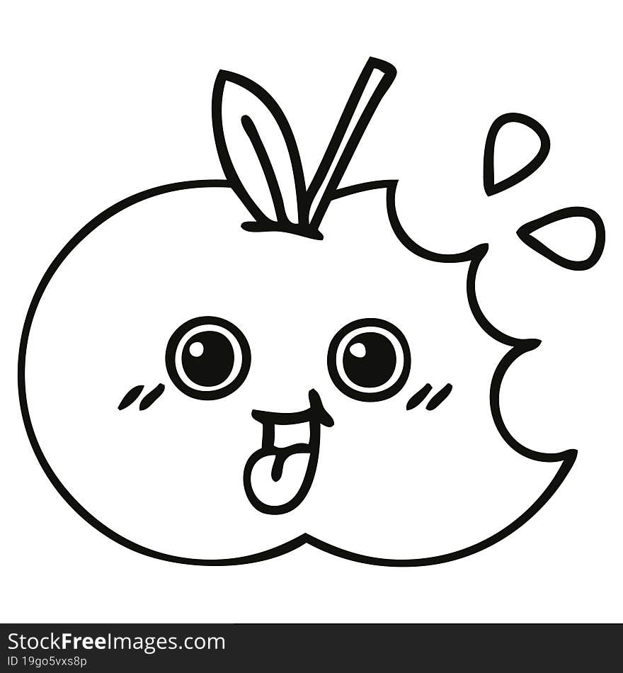 line drawing cartoon red apple