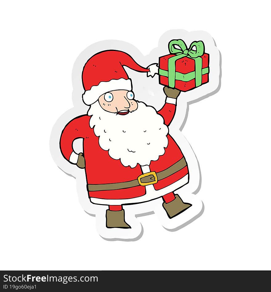 sticker of a cartoon santa claus