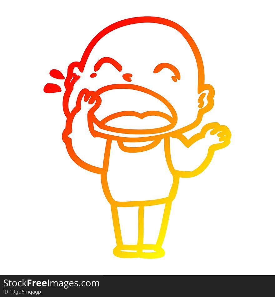 warm gradient line drawing cartoon shouting bald man