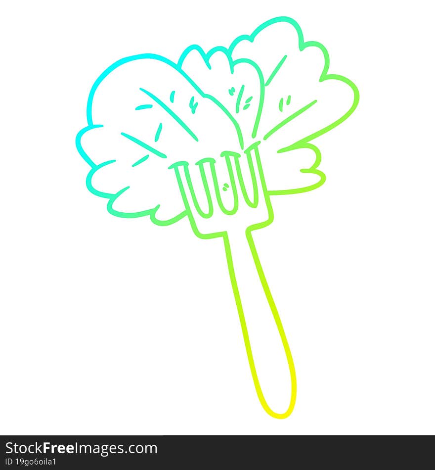 cold gradient line drawing cartoon salad leaves