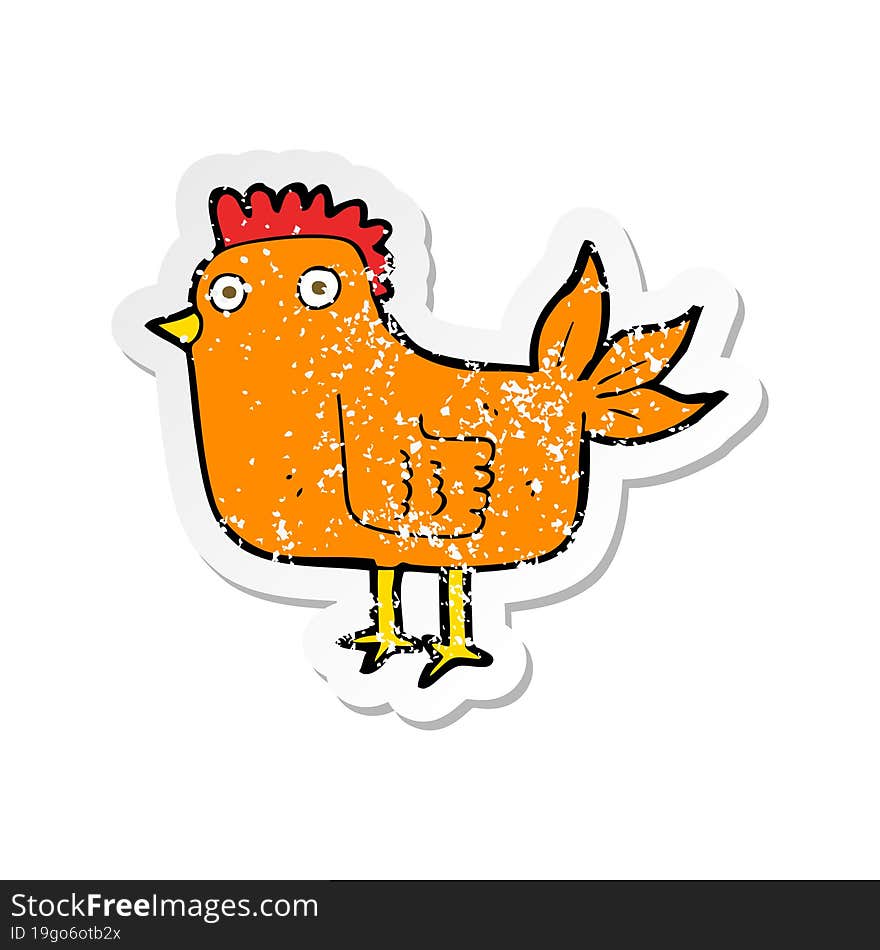 Retro Distressed Sticker Of A Cartoon Hen