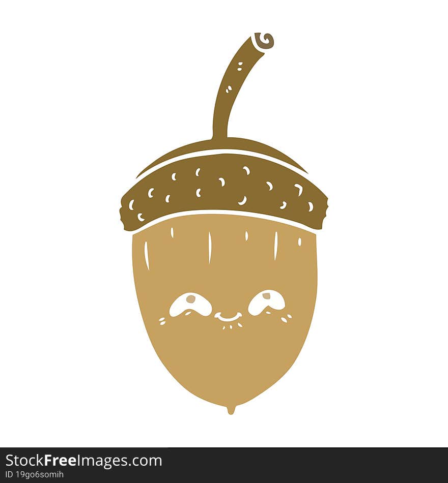 flat color style cartoon acorn