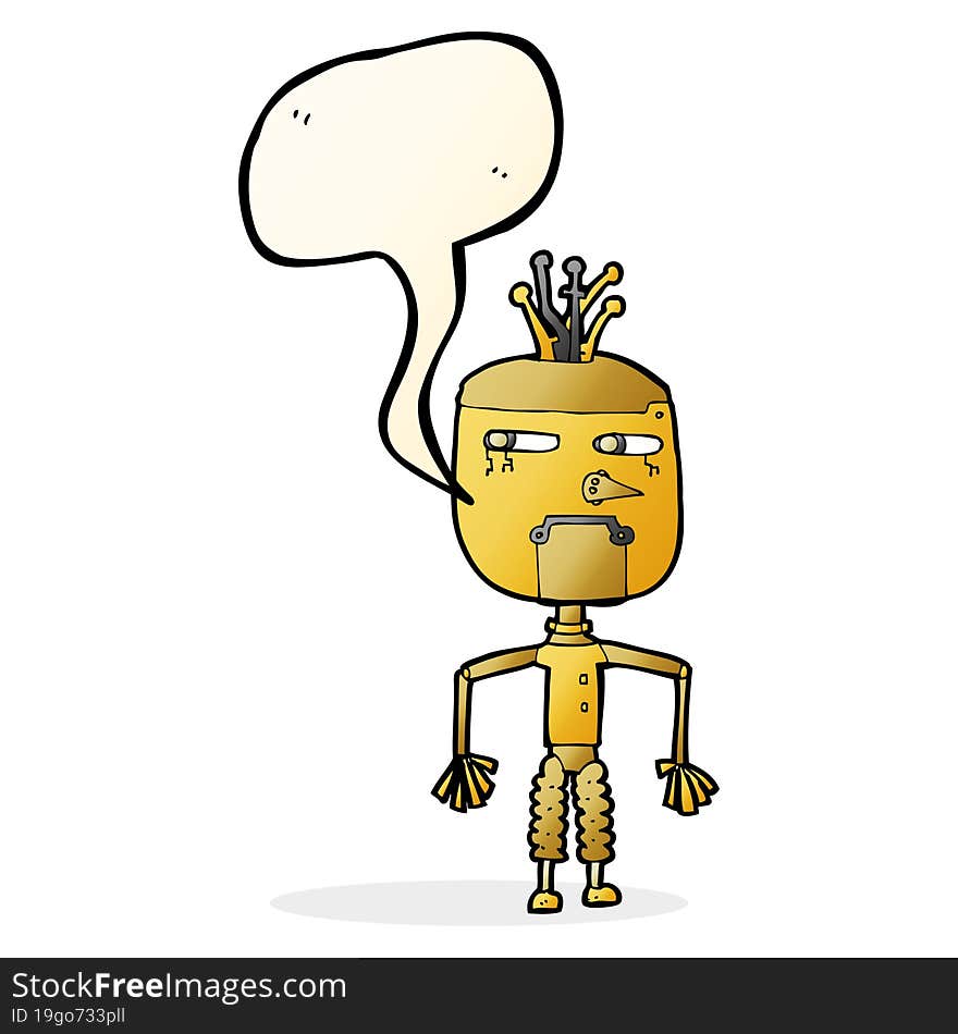 cartoon robot with speech bubble