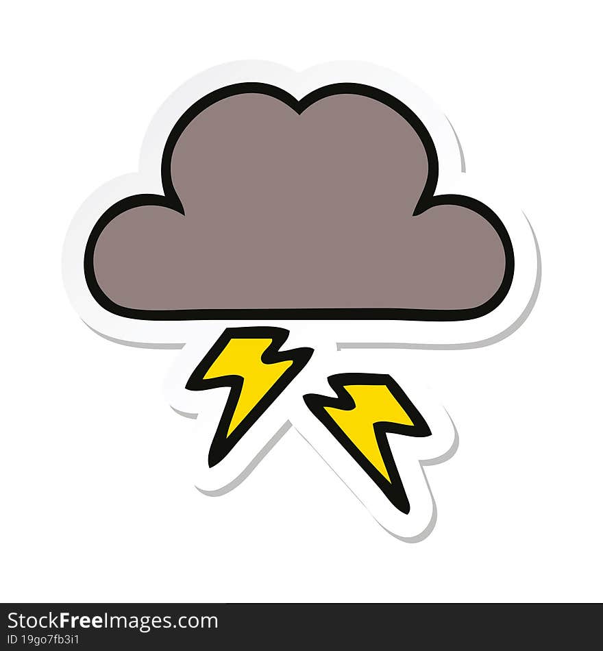 sticker of a cute cartoon storm cloud