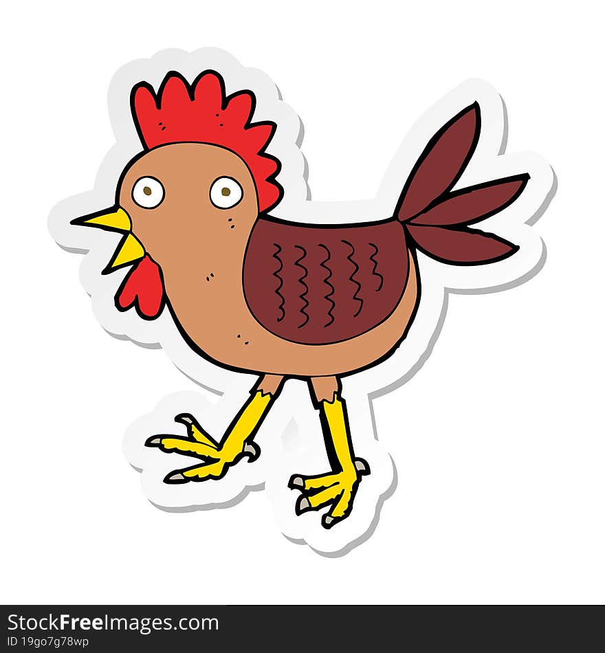 sticker of a funny cartoon chicken