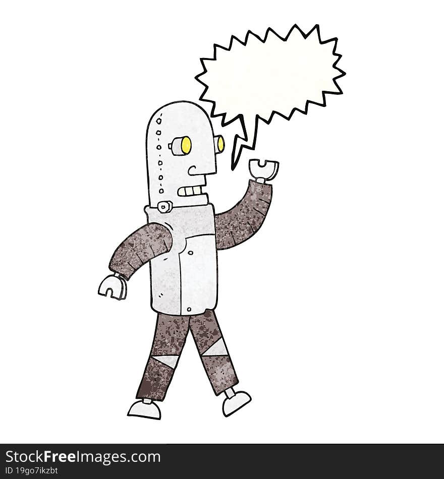 speech bubble textured cartoon robot