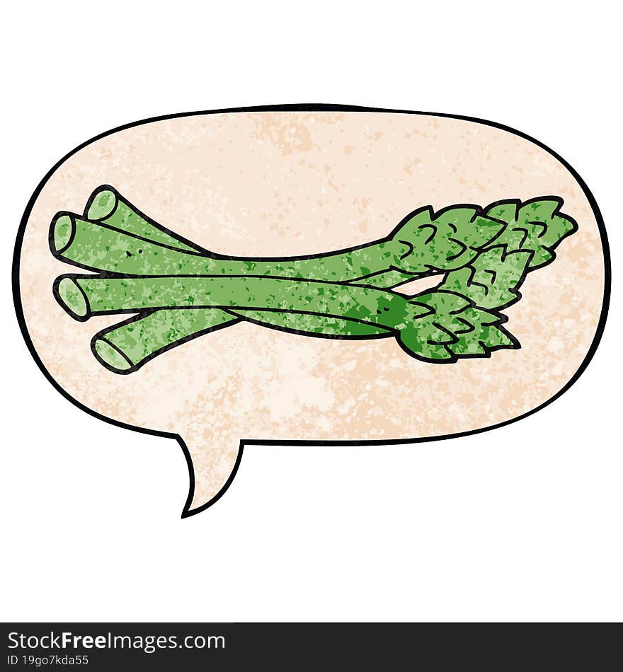 Cartoon Asparagus And Speech Bubble In Retro Texture Style