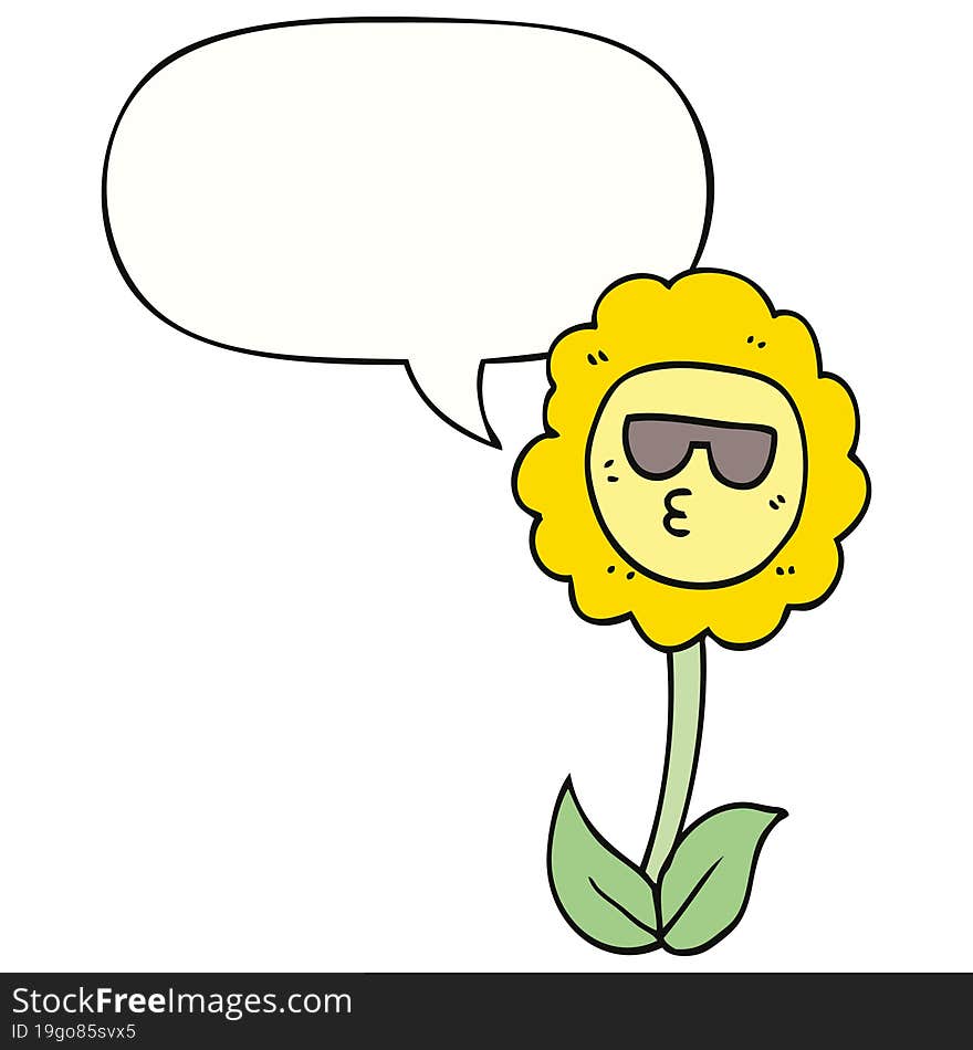 cartoon flower and speech bubble