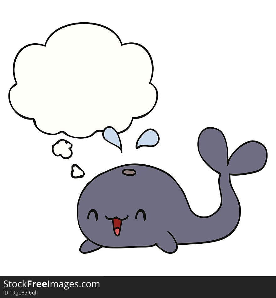 Cartoon Happy Whale And Thought Bubble