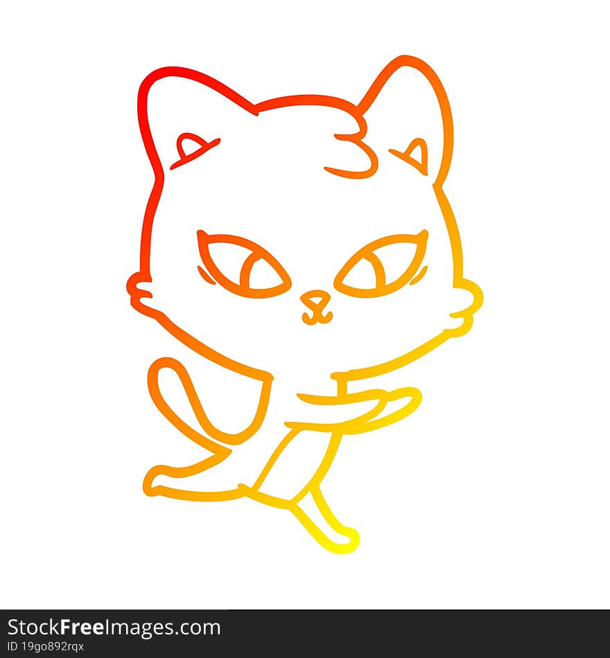 warm gradient line drawing cute cartoon cat