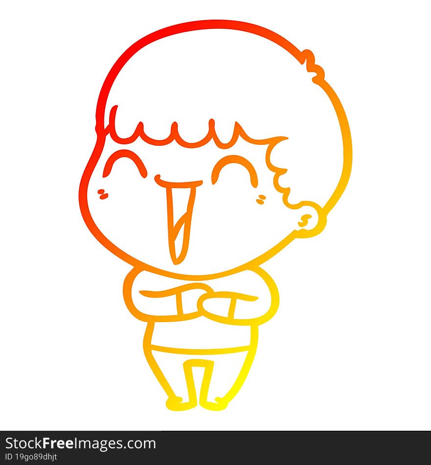 warm gradient line drawing of a cartoon happy man