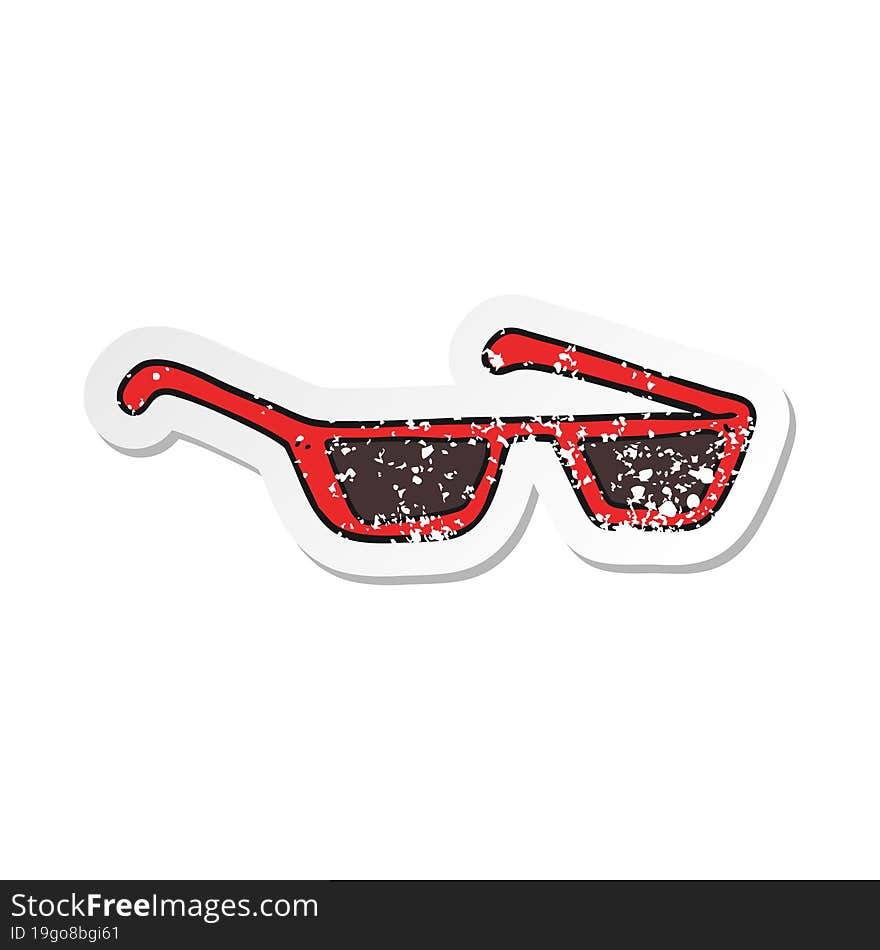 retro distressed sticker of a cartoon sunglasses