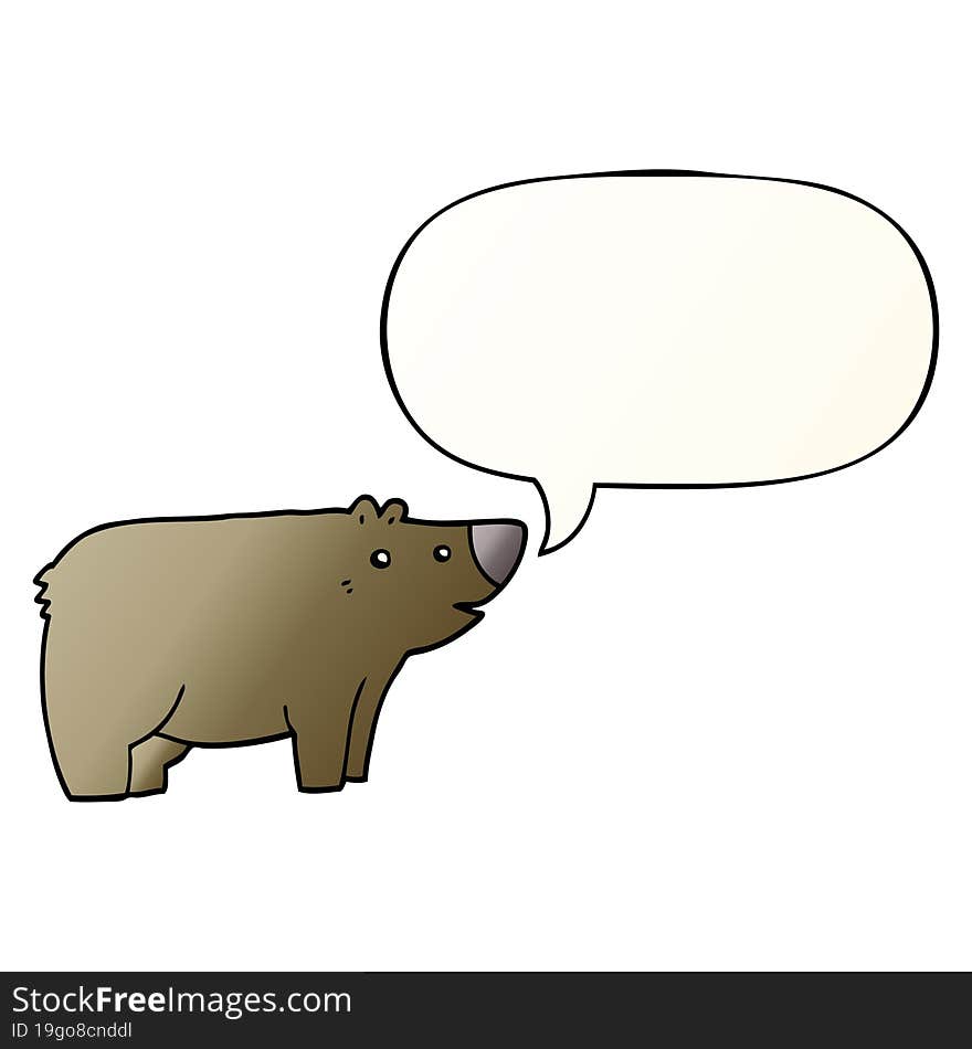 cartoon bear and speech bubble in smooth gradient style