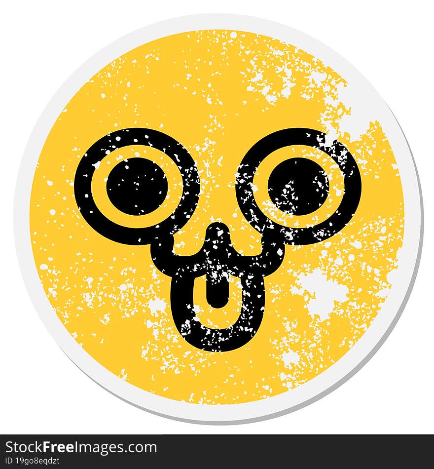 staring huge eye cute animal face circular sticker