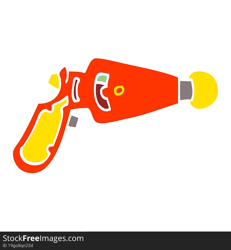 Flat Color Illustration Cartoon Ray Gun