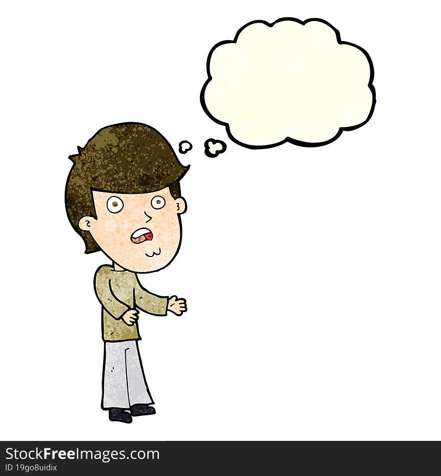 cartoon shocked man with thought bubble